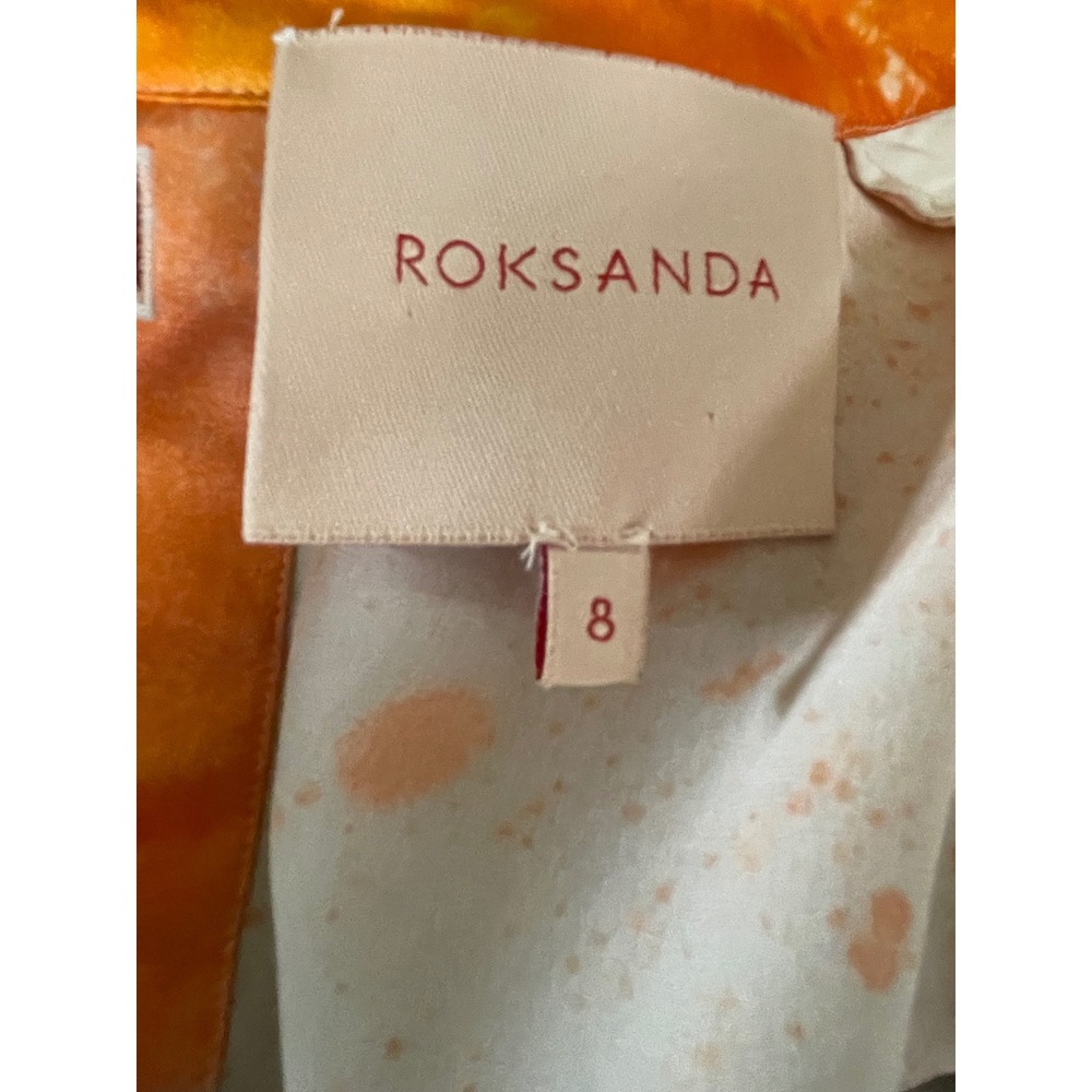 Roksanda Silk Blouse Abstract Watercolor Painterly Print Size 8 High Neck - Picture 6 of 8